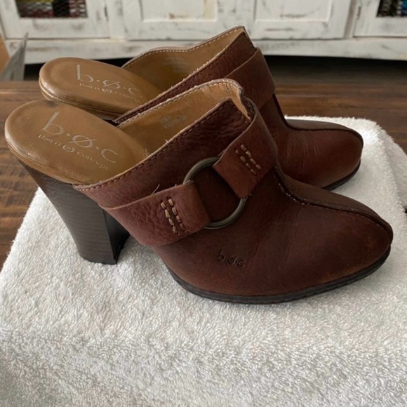 Born b.o.c. Oil Tanned Leather Clogs Mules Heels Brown 6 - Picture 4 of 12
